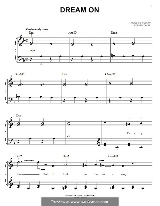 Dream On Aerosmith By S Tyler Sheet Music On Musicaneo 4051