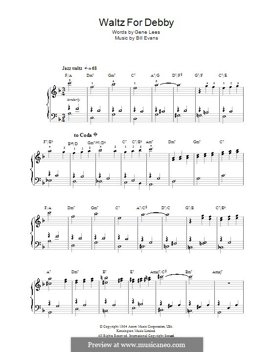 Waltz For Debby By B. Evans - Sheet Music On MusicaNeo