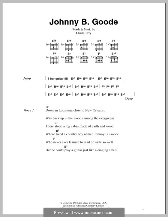 Johnny B. Goode By C. Berry - Sheet Music On MusicaNeo