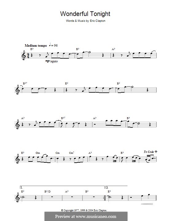 Wonderful Tonight By E. Clapton - Sheet Music On MusicaNeo