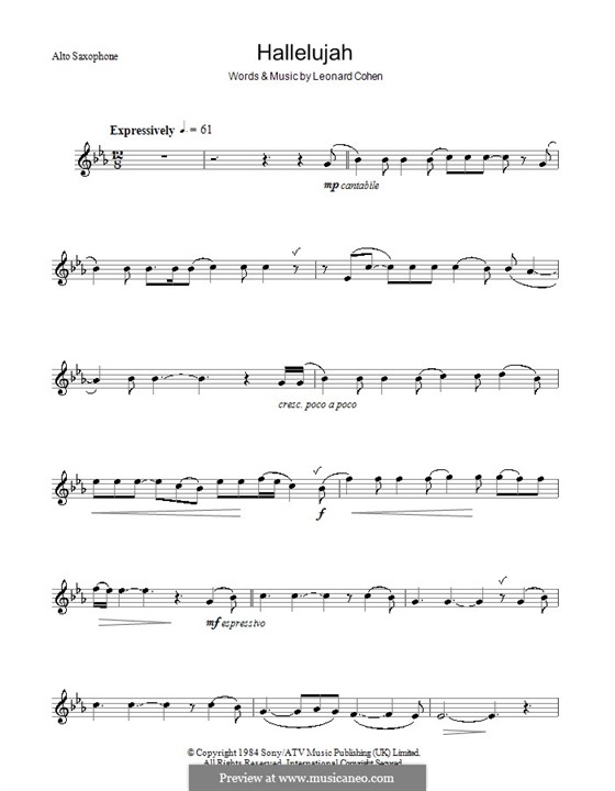 Hallelujah By L Cohen Sheet Music On Musicaneo