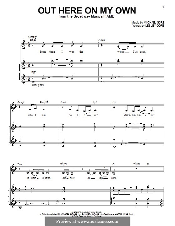 Out Here On My Own (from Fame) By M. Gore - Sheet Music On Musicaneo