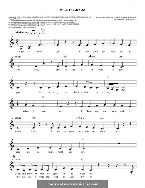 When I Need You Celine Dion By A Hammond Sheet Music On Musicaneo