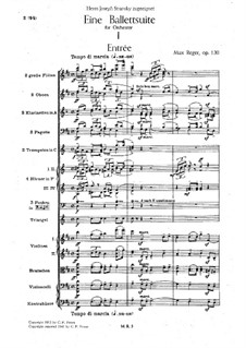 Ballet Suite In D Major Op 130 By M Reger Sheet Music On MusicaNeo