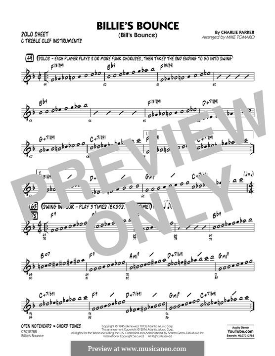 Billie S Bounce Bill S Bounce By C Parker Sheet Music On Musicaneo