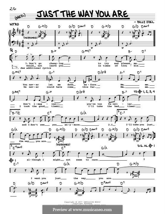 Just The Way You Are By B Joel Sheet Music On MusicaNeo