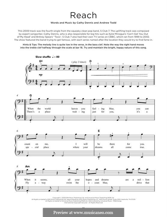 Reach S Club By A Todd C Dennis Sheet Music On Musicaneo