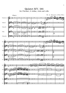 Quintet For Clarinet And Strings In A Major K 581 By W A Mozart On