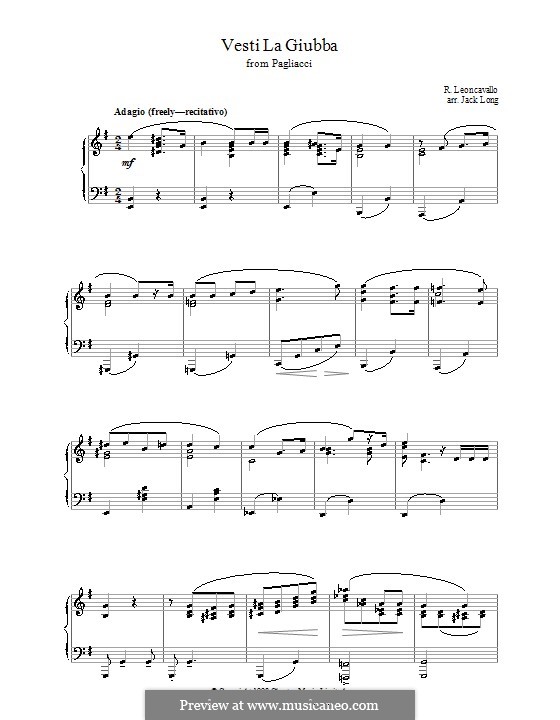 vesti la giubba sheet music pdf