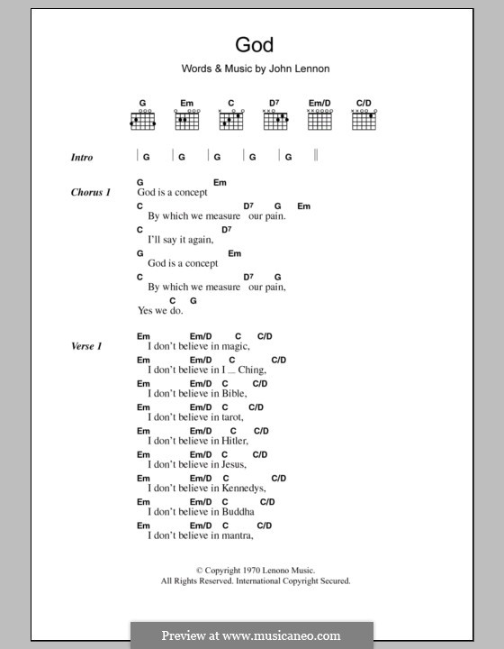 God Von J Lennon Noten Auf MusicaNeo