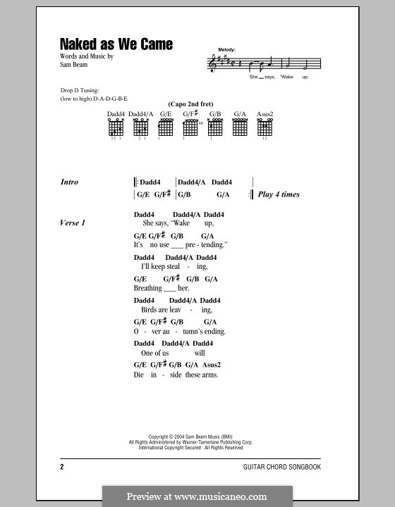 Naked As We Came Iron Wine Von S Beam Noten Auf Musicaneo