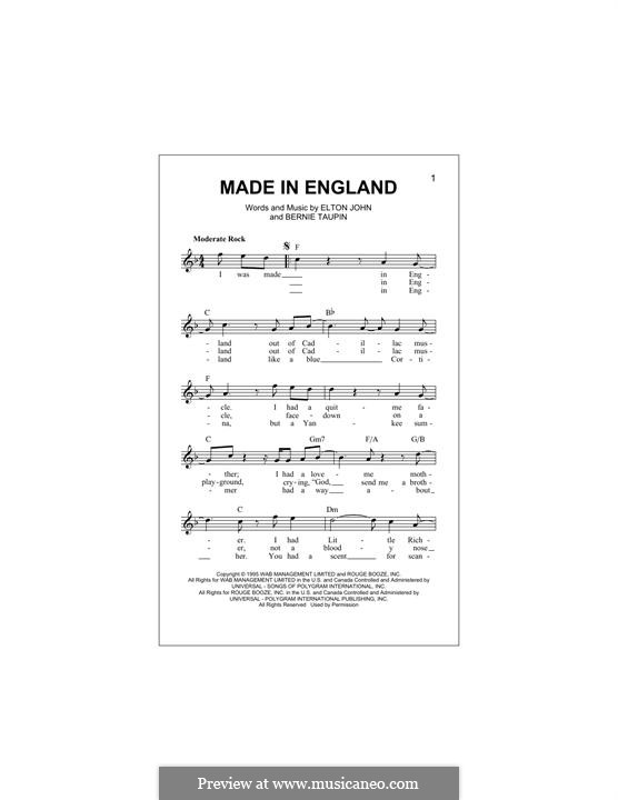 Made In England Von E John Noten Auf MusicaNeo