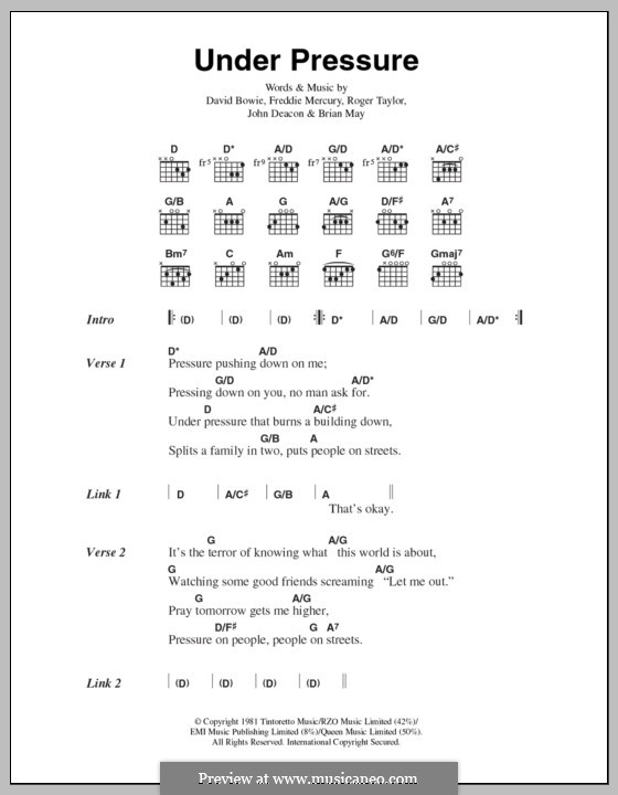 Under Pressure (Queen) por B. May, D. Bowie, Freddie Mercury, J. Deacon