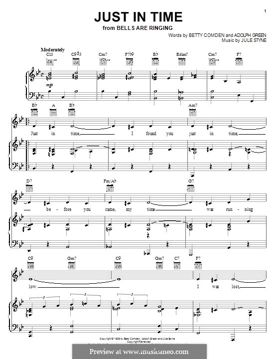 Just in Time (Frank Sinatra) by J. Styne - sheet music on MusicaNeo