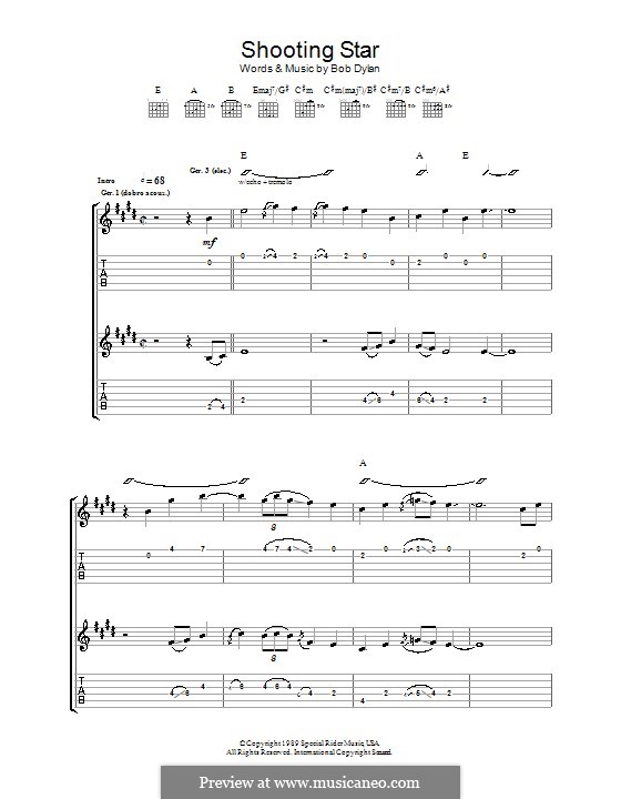 Shooting Star by B. Dylan - sheet music on MusicaNeo