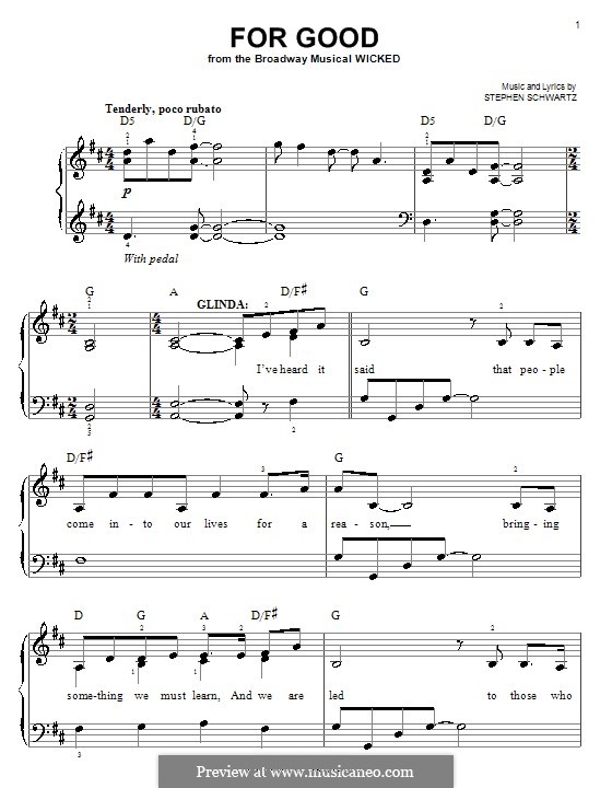 For Good by S. Schwartz - sheet music on MusicaNeo