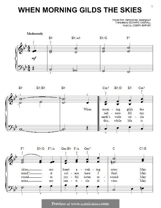 When Morning Gilds the Skies by J. Barnby - sheet music on MusicaNeo