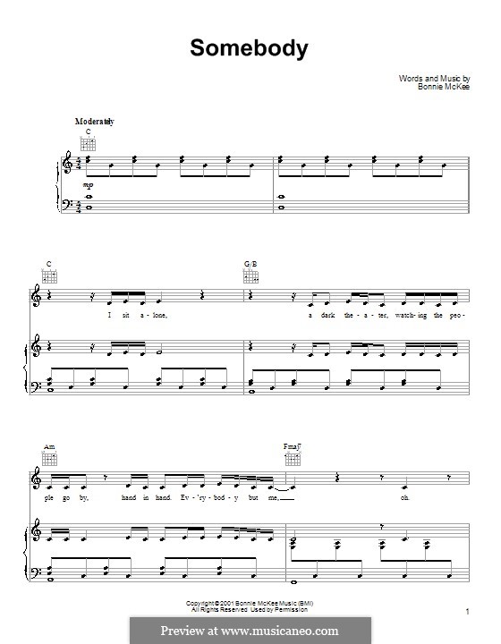 Somebody By B. McKee - Sheet Music On MusicaNeo