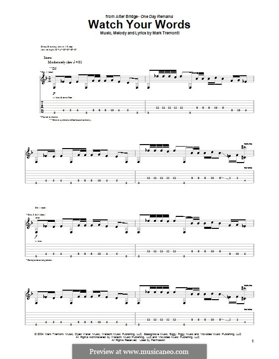 My Sacrifice: Guitar: Creed - Digital Sheet Music Download