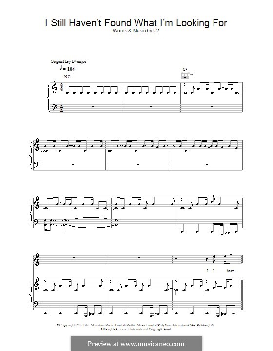 I Still Haven T Found What I M Looking For By U2 Sheet Music On Musicaneo