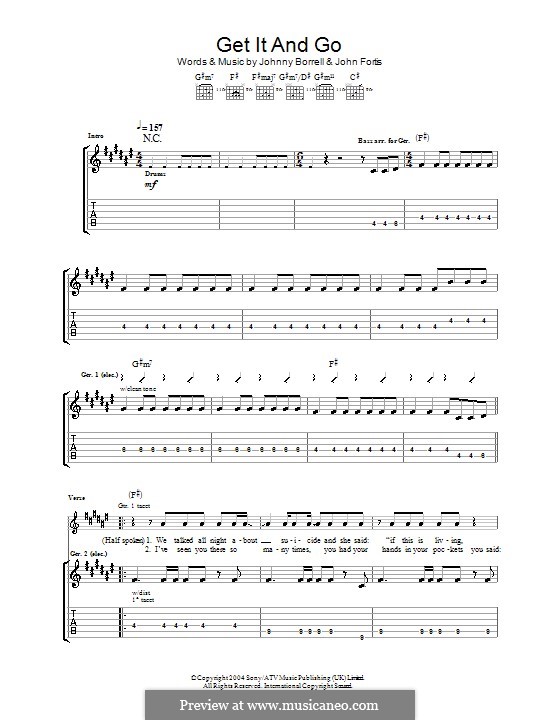 Get It and Go (Razorlight) by J. Borrell - sheet music on MusicaNeo