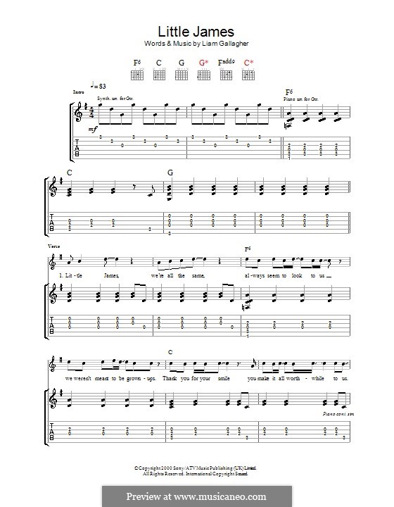 Little James (Oasis) by L. Gallagher - sheet music on MusicaNeo