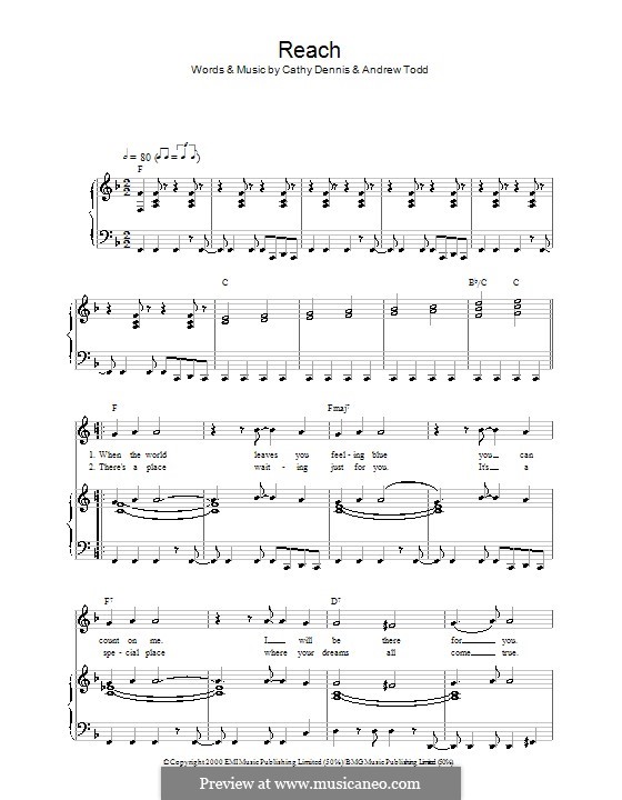 Reach (S Club 7) by A. Todd, C. Dennis - sheet music on MusicaNeo