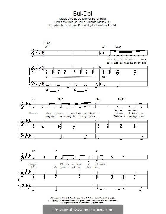 Bui Doi Miss Saigon By C Schonberg Sheet Music On Musicaneo