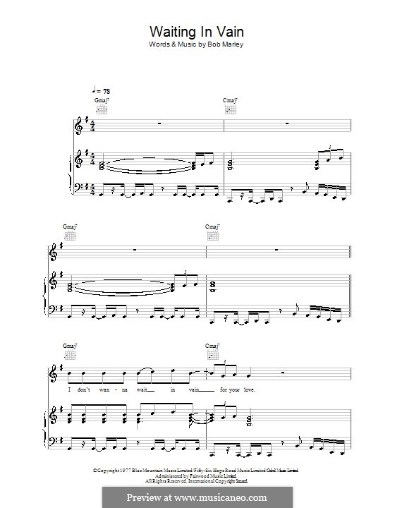 Waiting In Vain By B Marley Sheet Music On Musicaneo