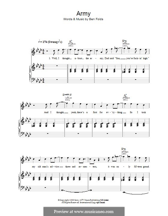 Army (Ben Folds Five) By B. Folds - Sheet Music On MusicaNeo