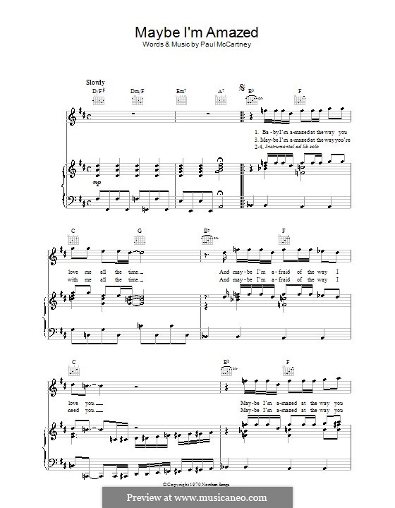 Maybe Im Amazed By P Mccartney Sheet Music On Musicaneo 