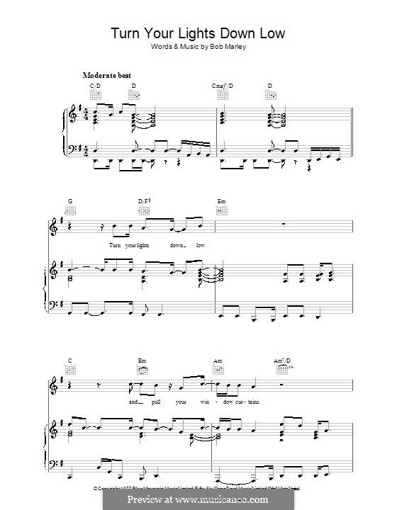Turn Your Lights Down Low B. Marley - sheet music on MusicaNeo