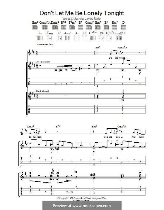 Don T Let Me Be Lonely Tonight By J Taylor Sheet Music On Musicaneo