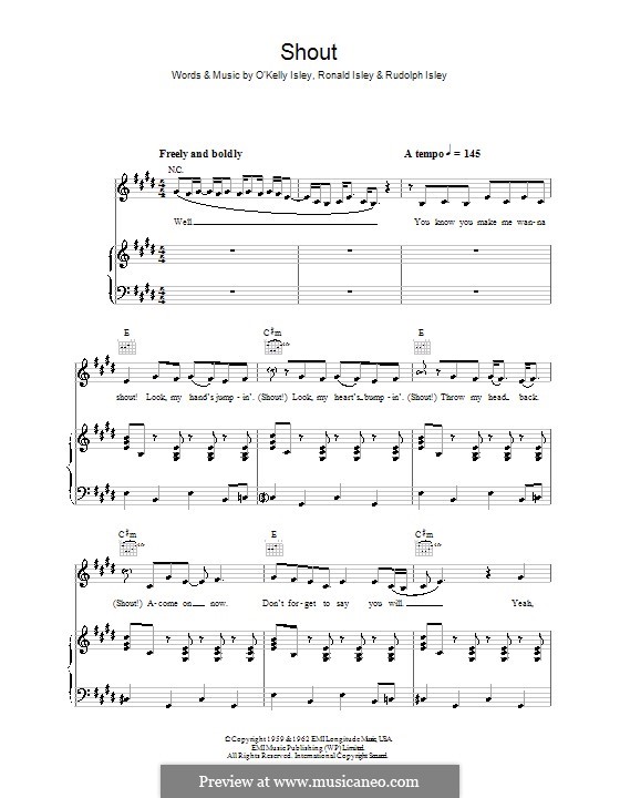 The Isley Brothers: Shout sheet music for voice, piano or guitar