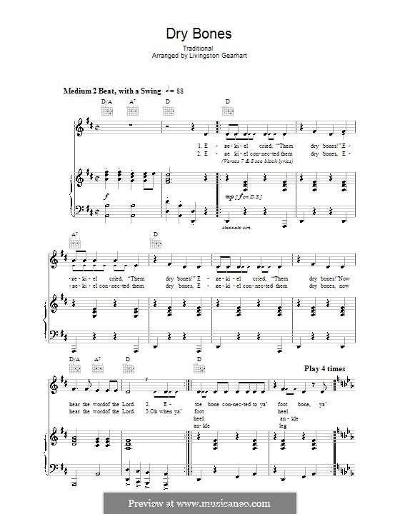 Dry Bones By Folklore Sheet Music On Musicaneo