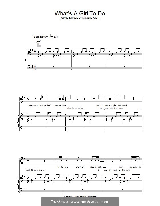 What's a Girl To Do (Bat for Lashes) by N. Khan - sheet music on MusicaNeo