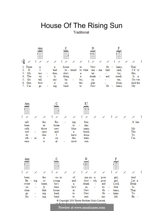 House of the Rising Sun by folklore - sheet music on MusicaNeo