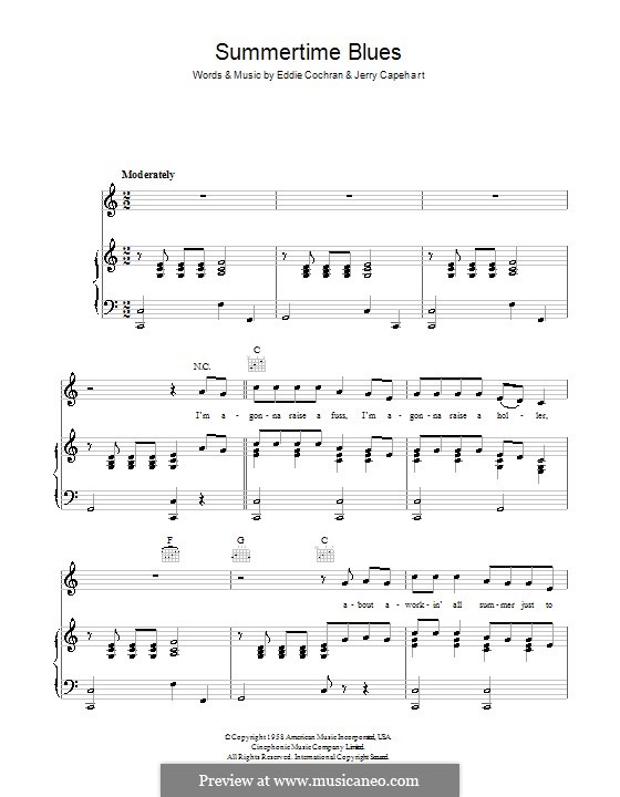 Summertime Blues by J. Capehart - sheet music on MusicaNeo