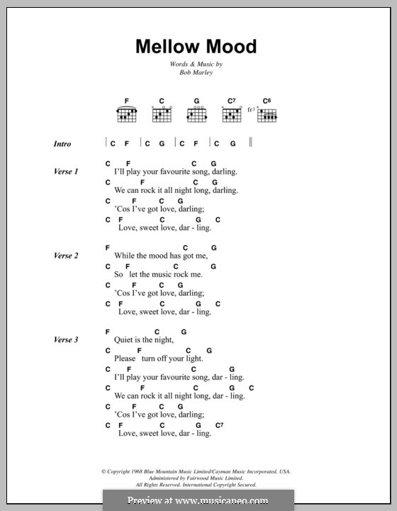 Mellow Mood by B. Marley - sheet music on MusicaNeo