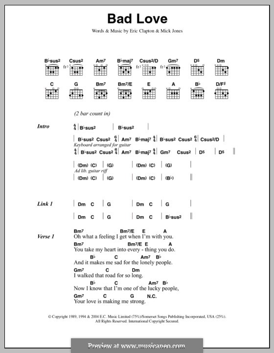 Bad Love by M. Jones - sheet music on MusicaNeo