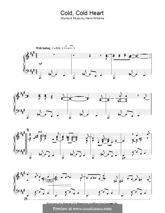 Cold, Cold Heart by H. Williams - sheet music on MusicaNeo