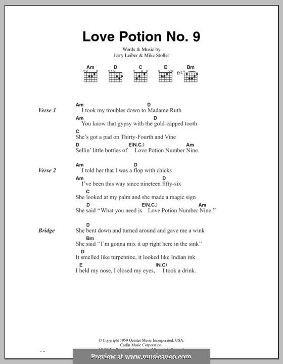 Love Potion Number 9 (The Searchers) by J. Leiber, M. Stoller on MusicaNeo