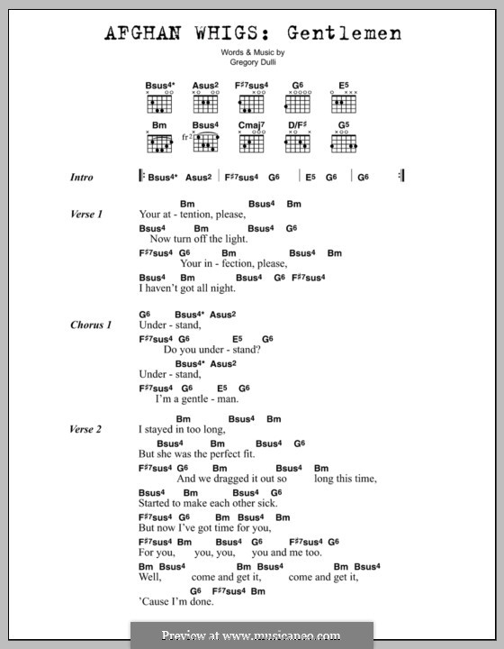 Gentlemen (The Afghan Whigs) by G. Dulli - sheet music on MusicaNeo