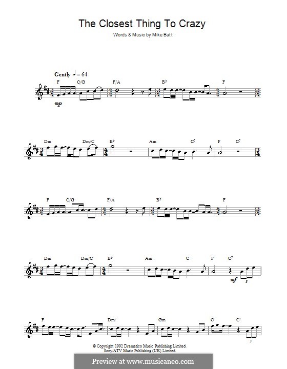 Katie Melua The Closest Thing To Crazy Sheet Music (Easy Piano