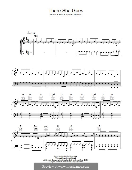 There She Goes (The Las) by L. Mavers - sheet music on MusicaNeo