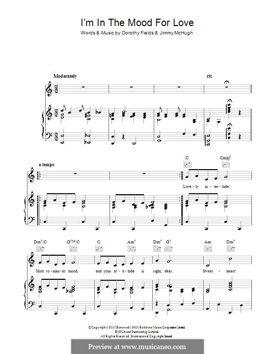 I'm in the Mood for Love by J. McHugh, D. Fields - sheet music on MusicaNeo