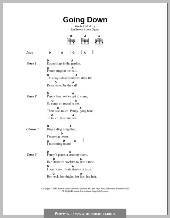 Going Down (The Stone Roses) by I. Brown, J. Squire on MusicaNeo