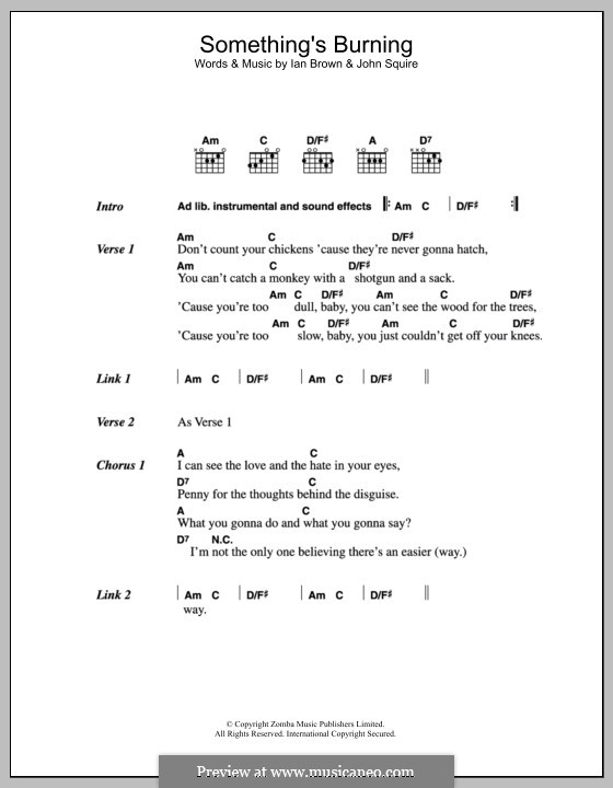 Something's Burning (The Stone Roses) by I. Brown, J. Squire on MusicaNeo