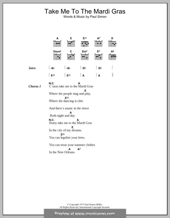 la danse de mardi gras chords