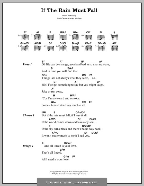 If the Rain Must Fall by M. Terefe - sheet music on MusicaNeo